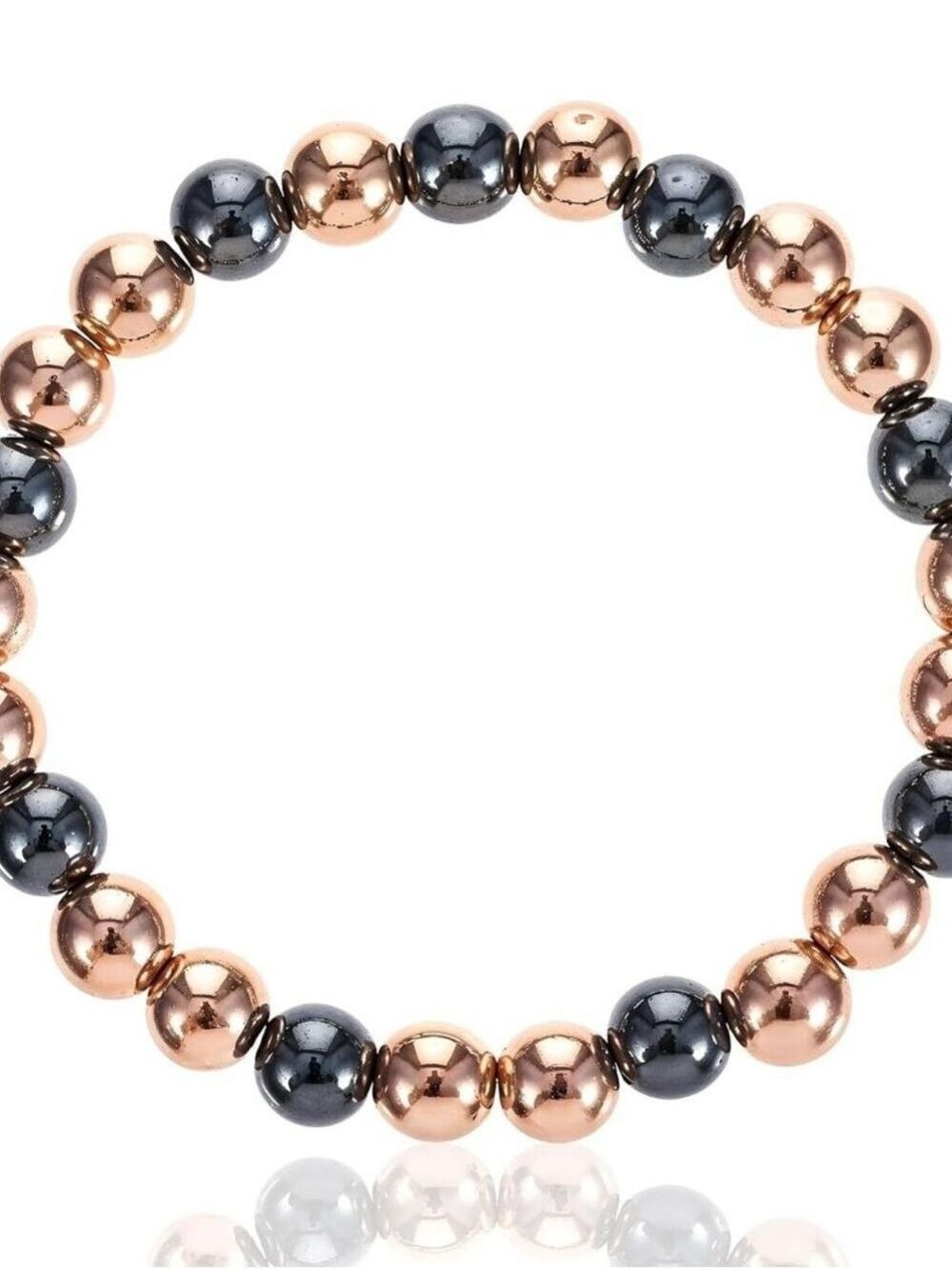 Beaded Stretch Copper/Hematite  Bracelet